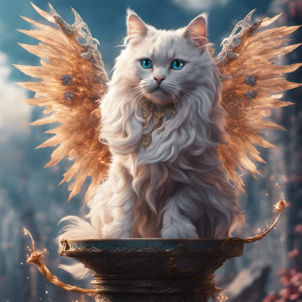 Angelic Kitten in Detailed Matte Painting