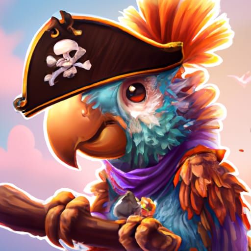 Chibi Parrot Pirate in Detailed Digital Illustration