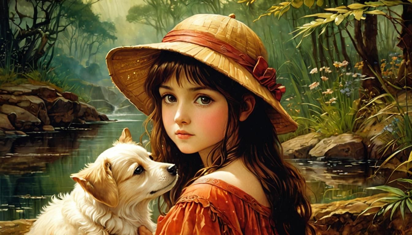 Puppy and Friend in Watercolor Style