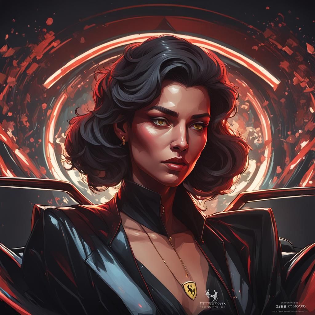 Hyperdetailed Portrait of Black Ferrari Testarossa