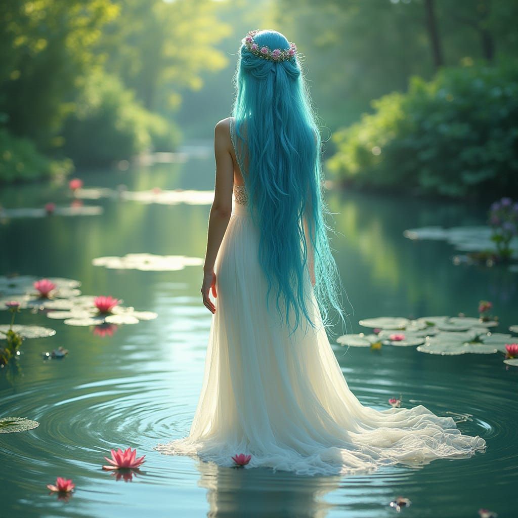 Whimsical Fairy in a Serene Lake