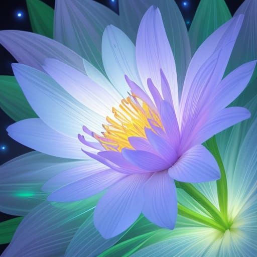 Glowing Flower in Neon Digital Art