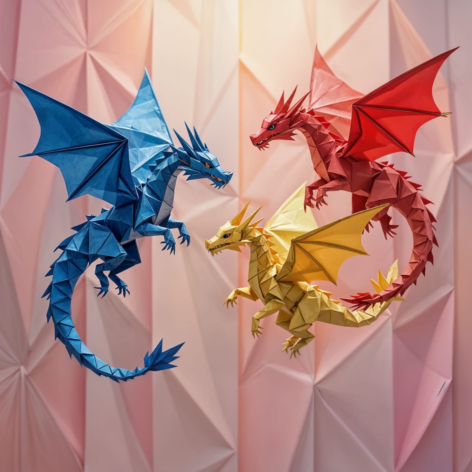 Photorealistic Origami Dragons in Flight