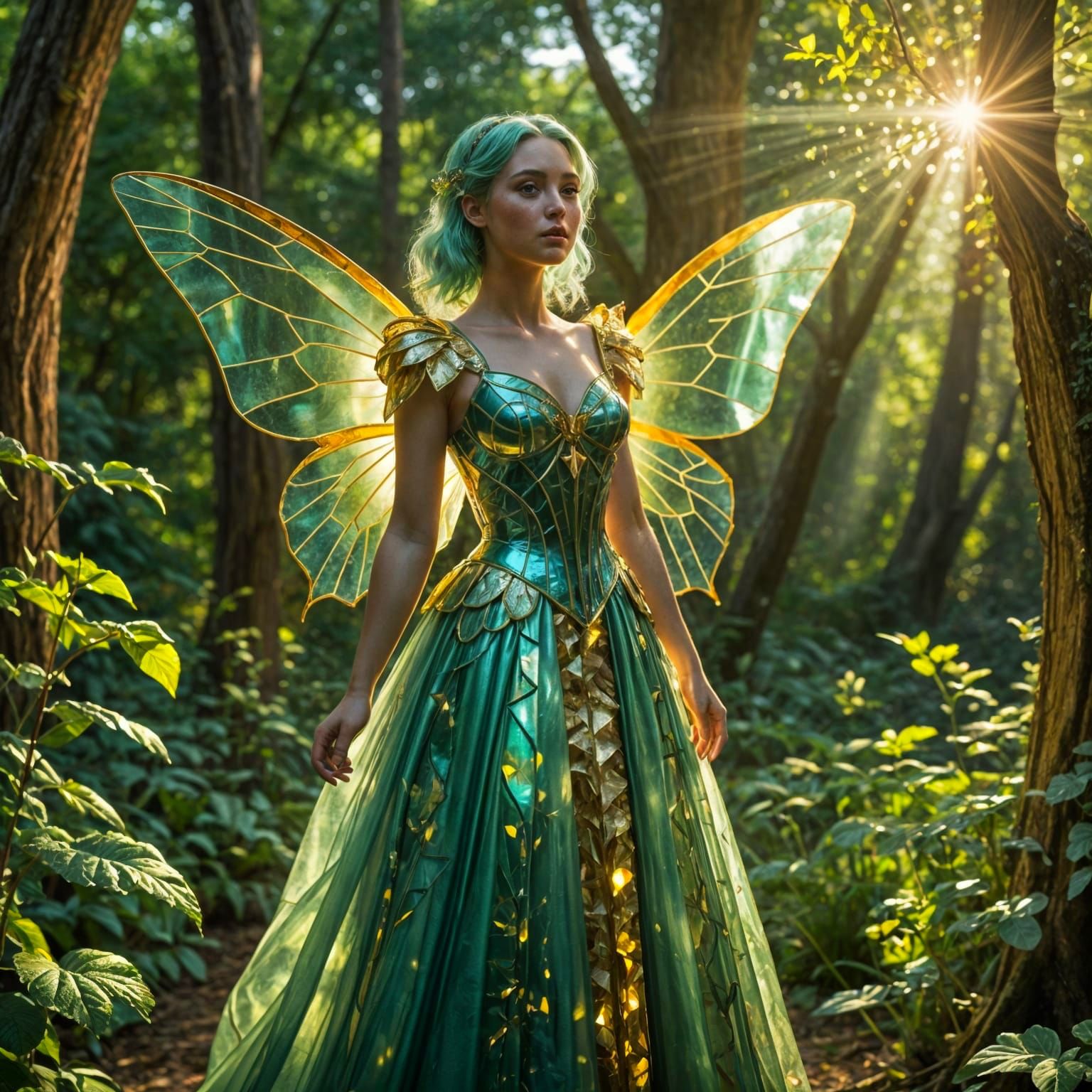 Fairy Princess with Stained Glass Wings