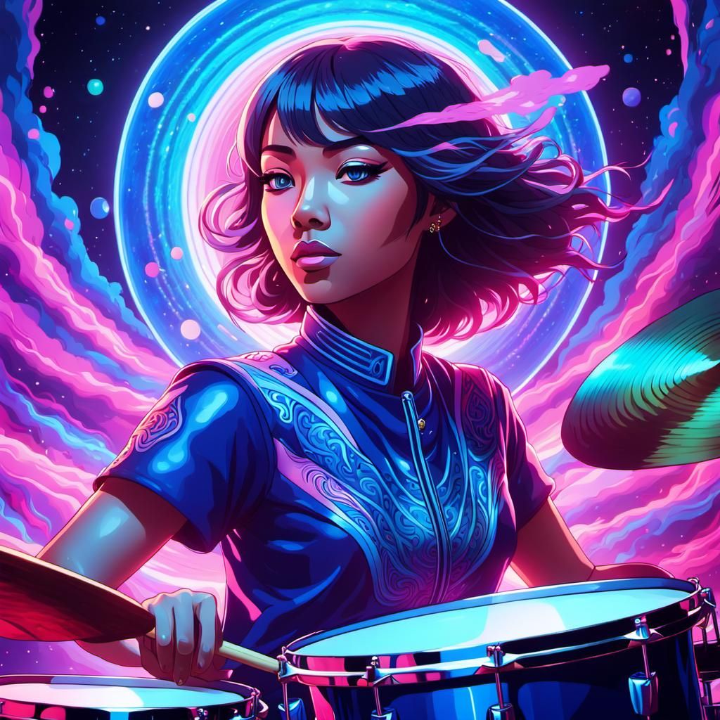 Woman playing the drums