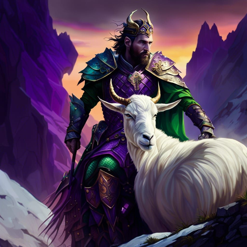 Lionel Messi in Medieval Armor Riding a Goat