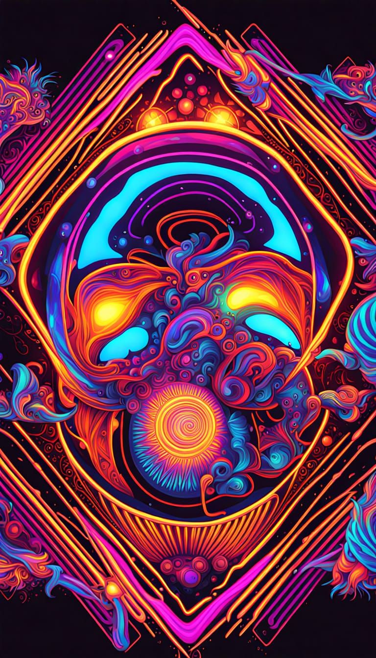 Gravity Distortion of Space Illustrated in Neon Maximalist A...