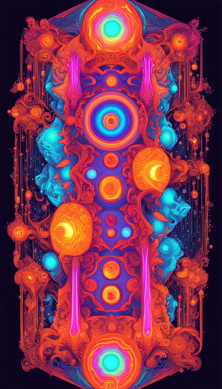 Gravity Distortion of Space Illustrated with Neon Colors