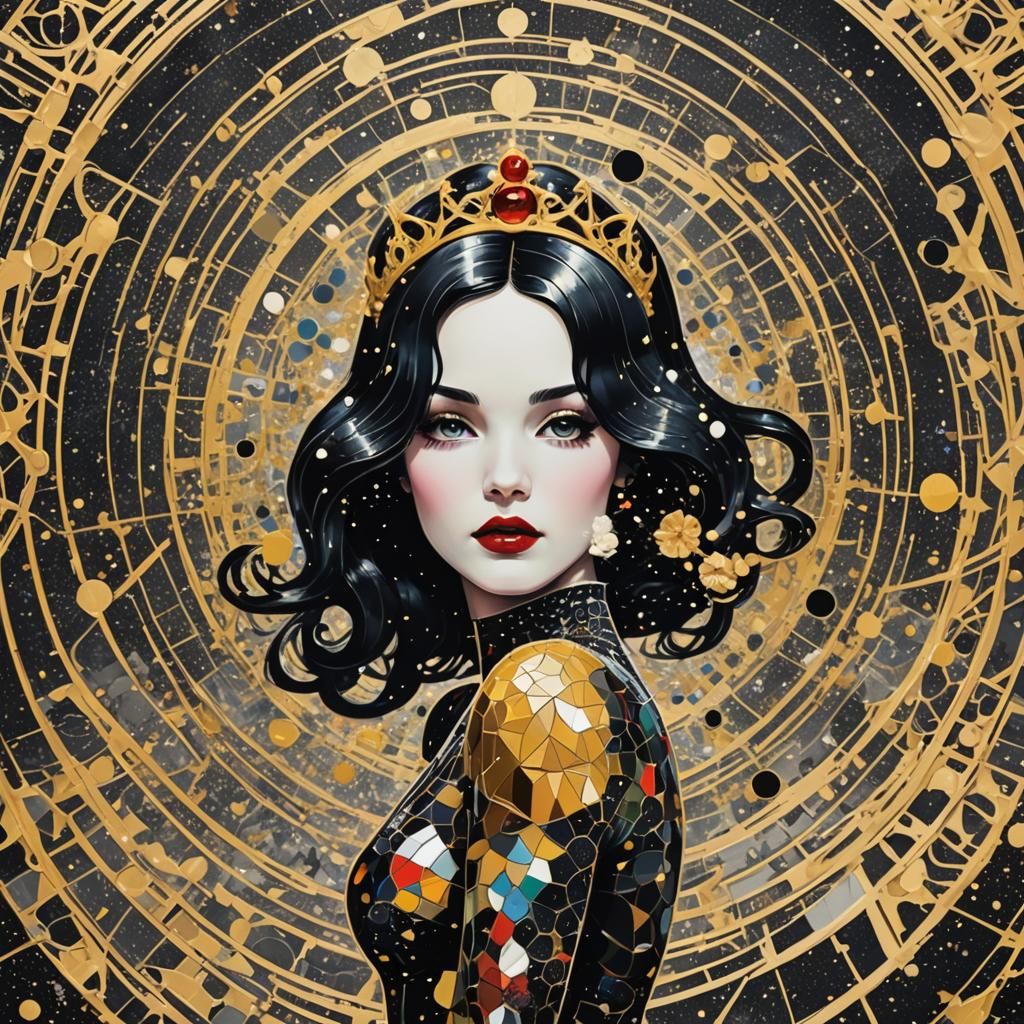 Snow White Space Mermaid in Pop Art Style