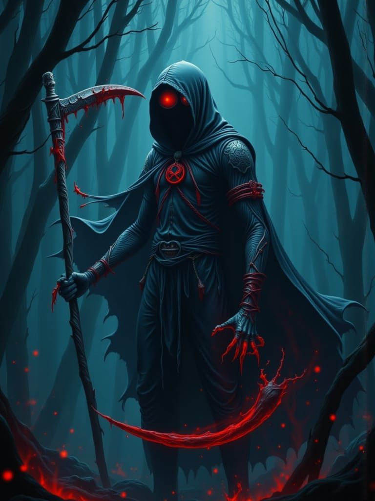 Grim Reaper with Scythe in Hellmouth Depths