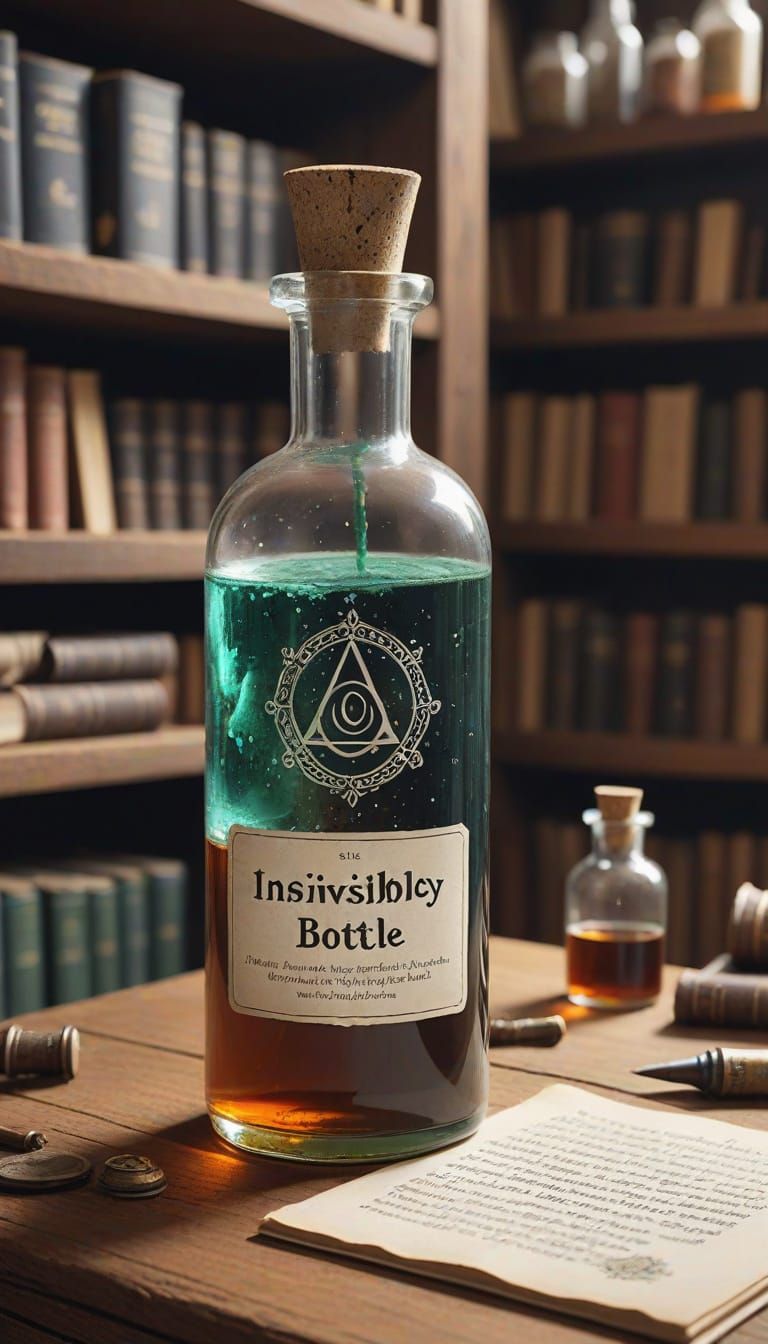 Mysterious Potion on a Wizard's Shelf in Minimalist Style