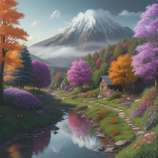 Charming Cottage Village in Candyland Art Style