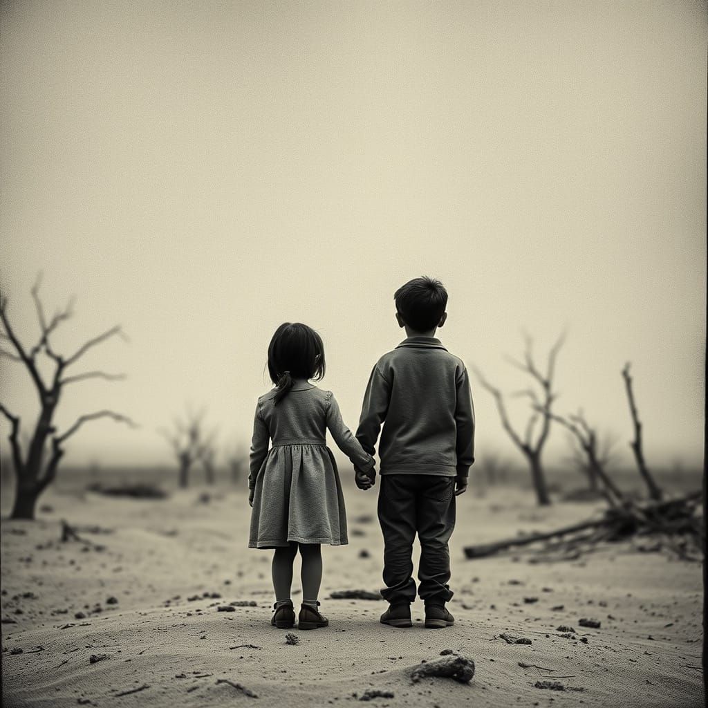 Timeless Children Stand Steadfast Amidst a Barren War-Torn L...