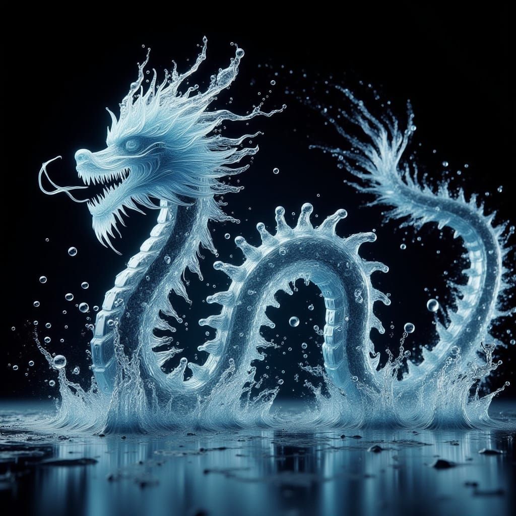 Dragon Formed from Majestic Ocean Waves
