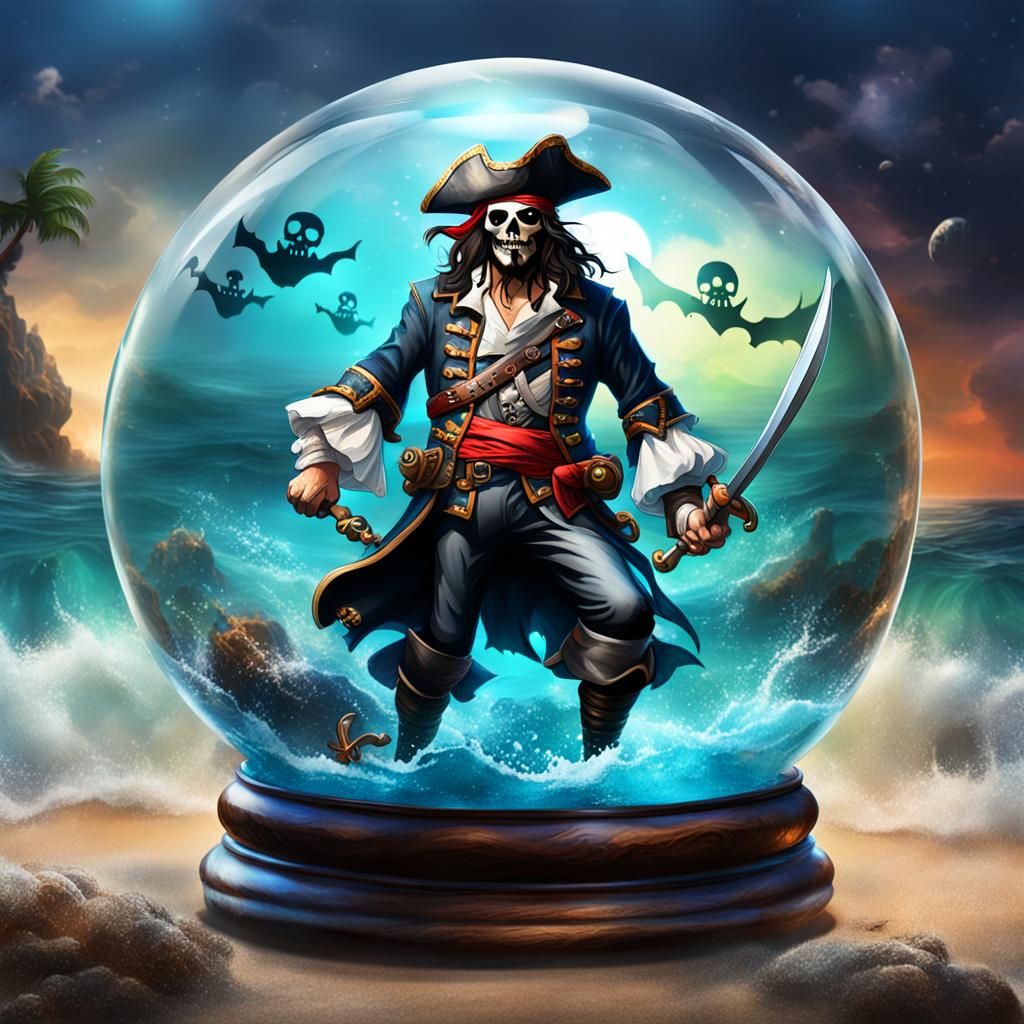 Spooky Pirate in Glass Orb Splash Art