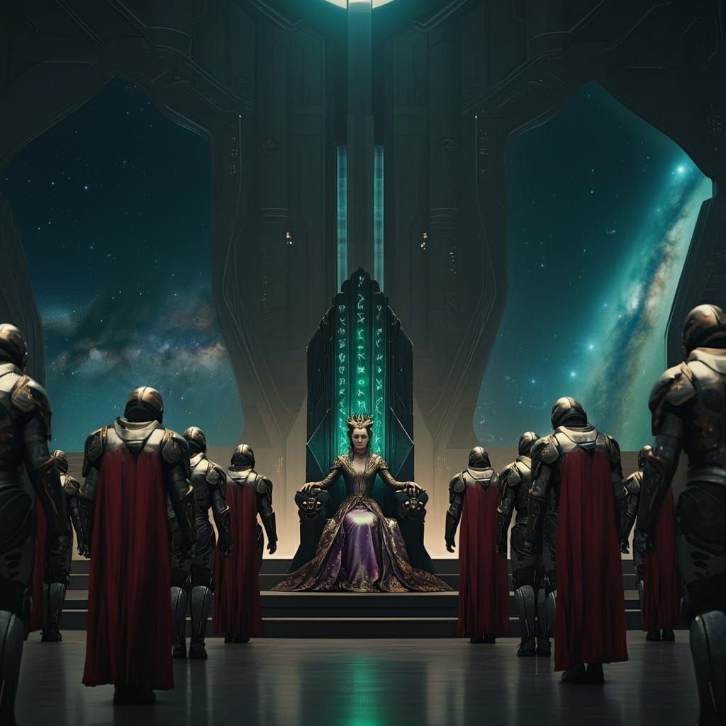 Emma Watson as an empress of a mighty space empire. She sits...