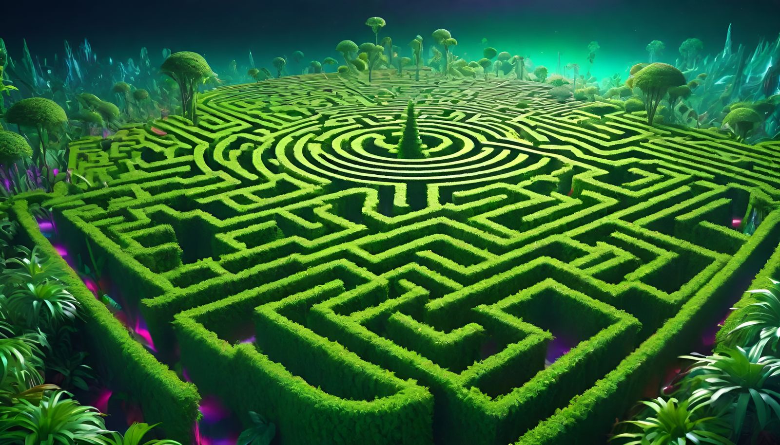 Psychedelic Jungle Maze in a Trippy Wonderland