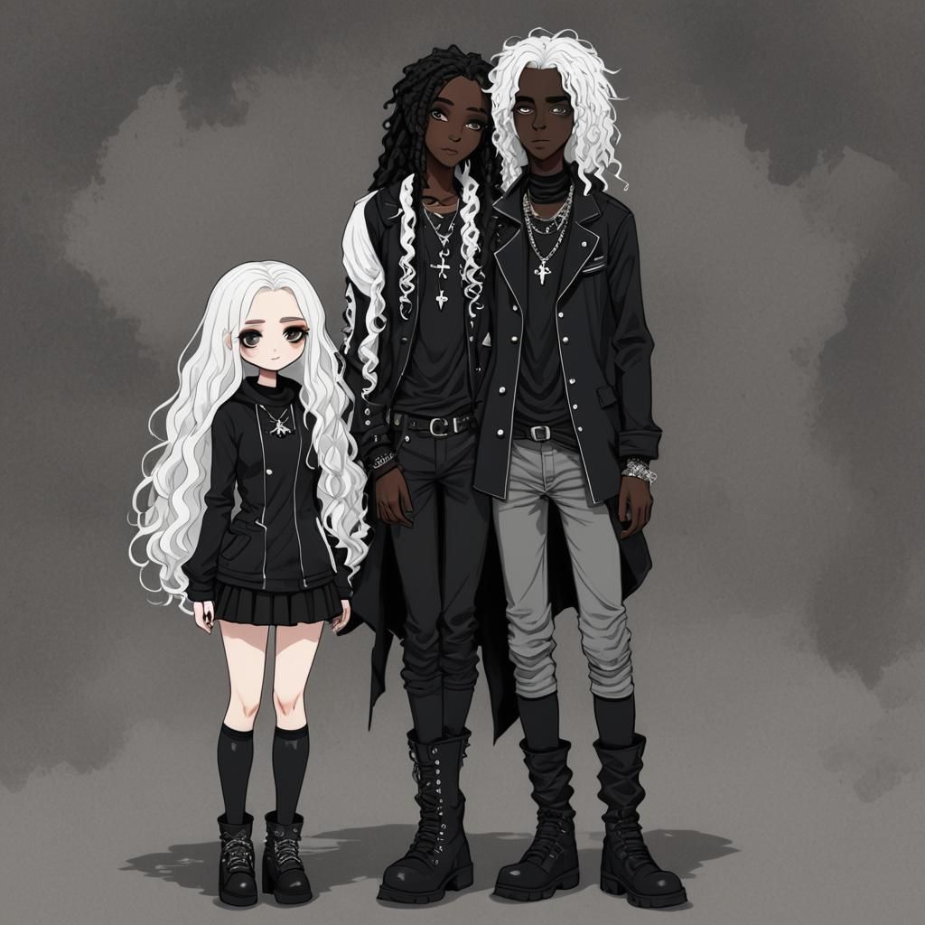 Goth Cartoon Couple in Love, Full Body