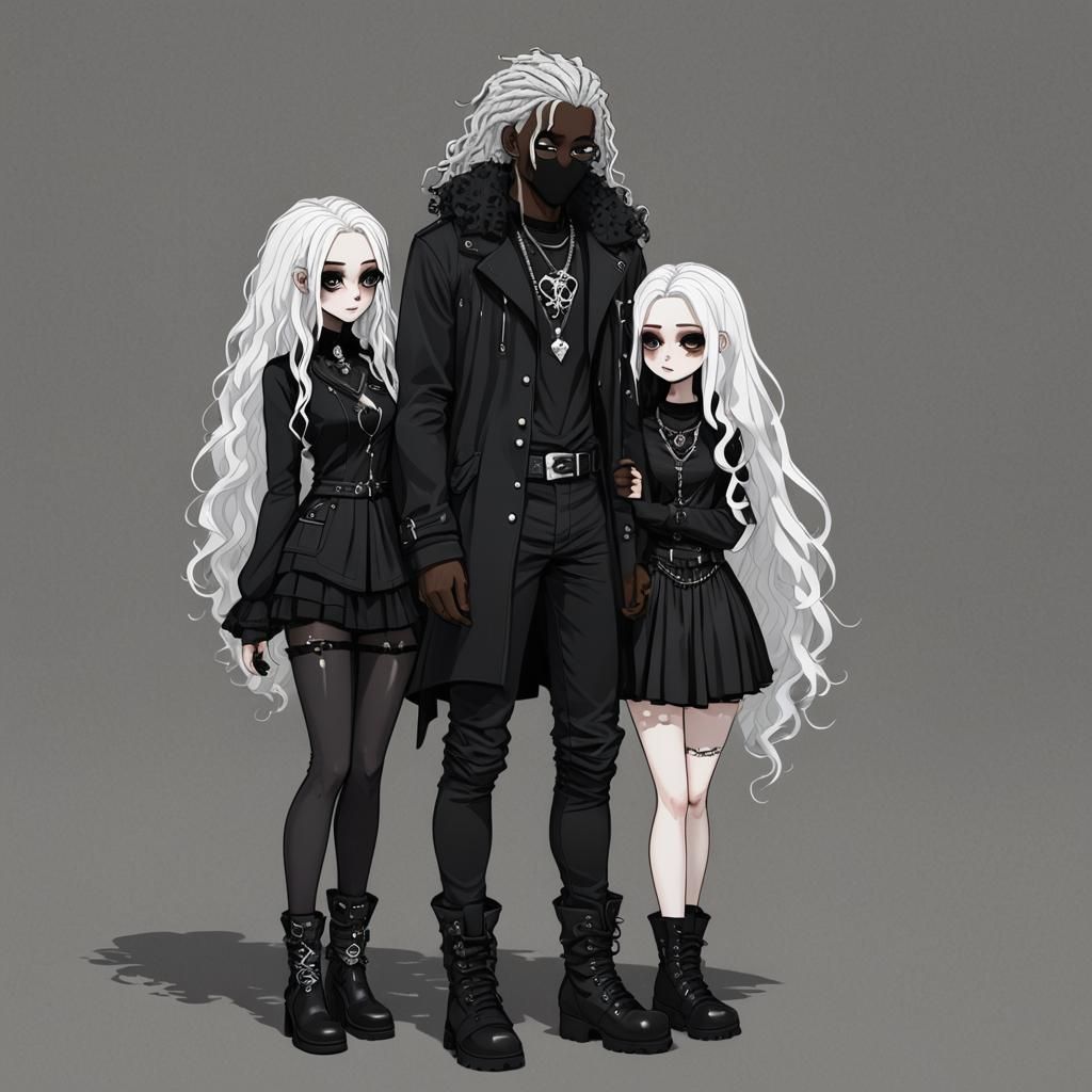 Goth Girlfriend and Boyfriend in Cartoon Style