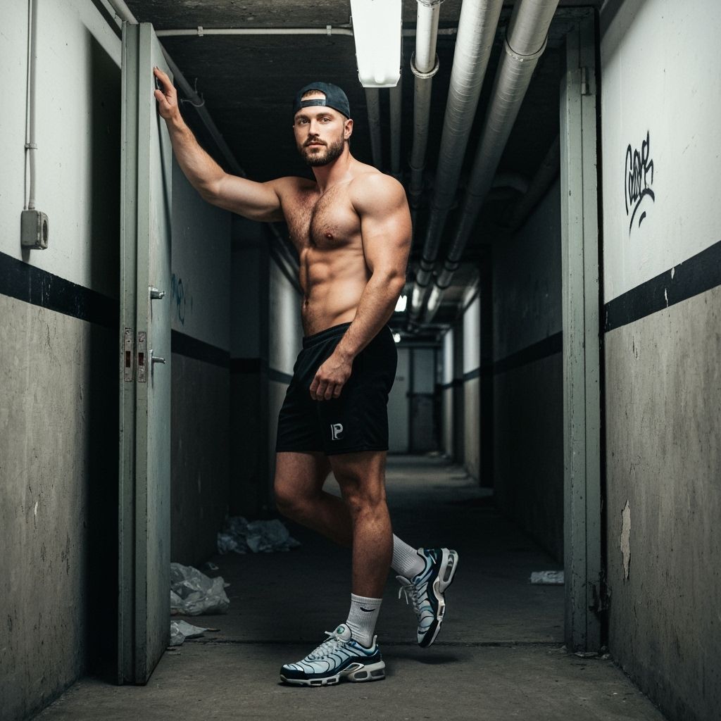 Vogue Fashion Portrait of Man in Dark Basement