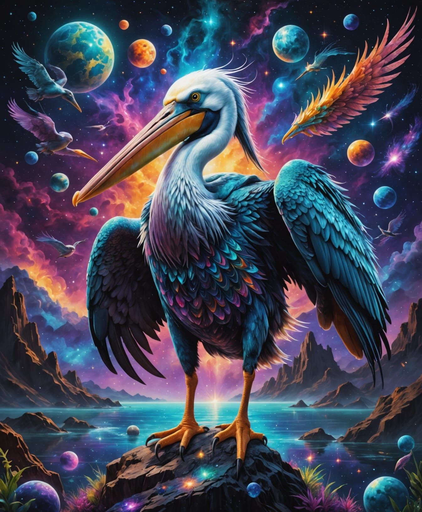 Cosmic Astral Landscape in Holographic Style