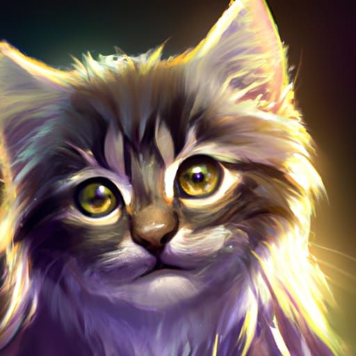 Adorable Fluffy Kitten Portrait in Hyperdetailed Digital Art