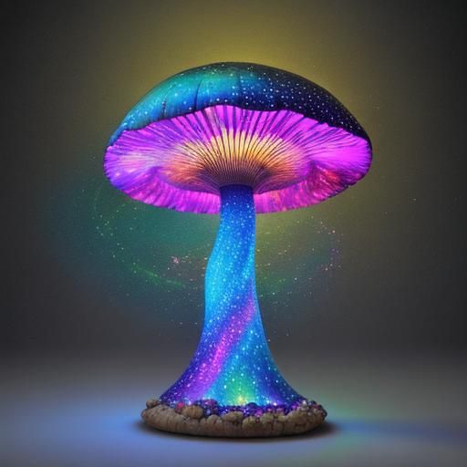Luminous Astral Mushrooms: A Holographic Illustration