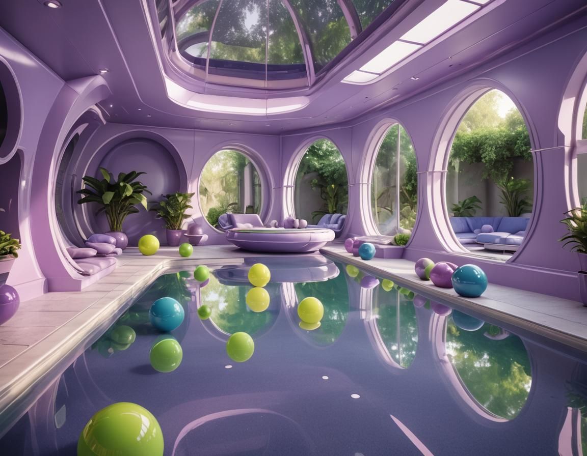 Dreamcore Pool Room in Space Age Style