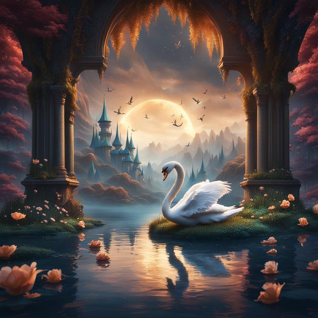 Swan Lake: Detailed Matte Painting in 8K