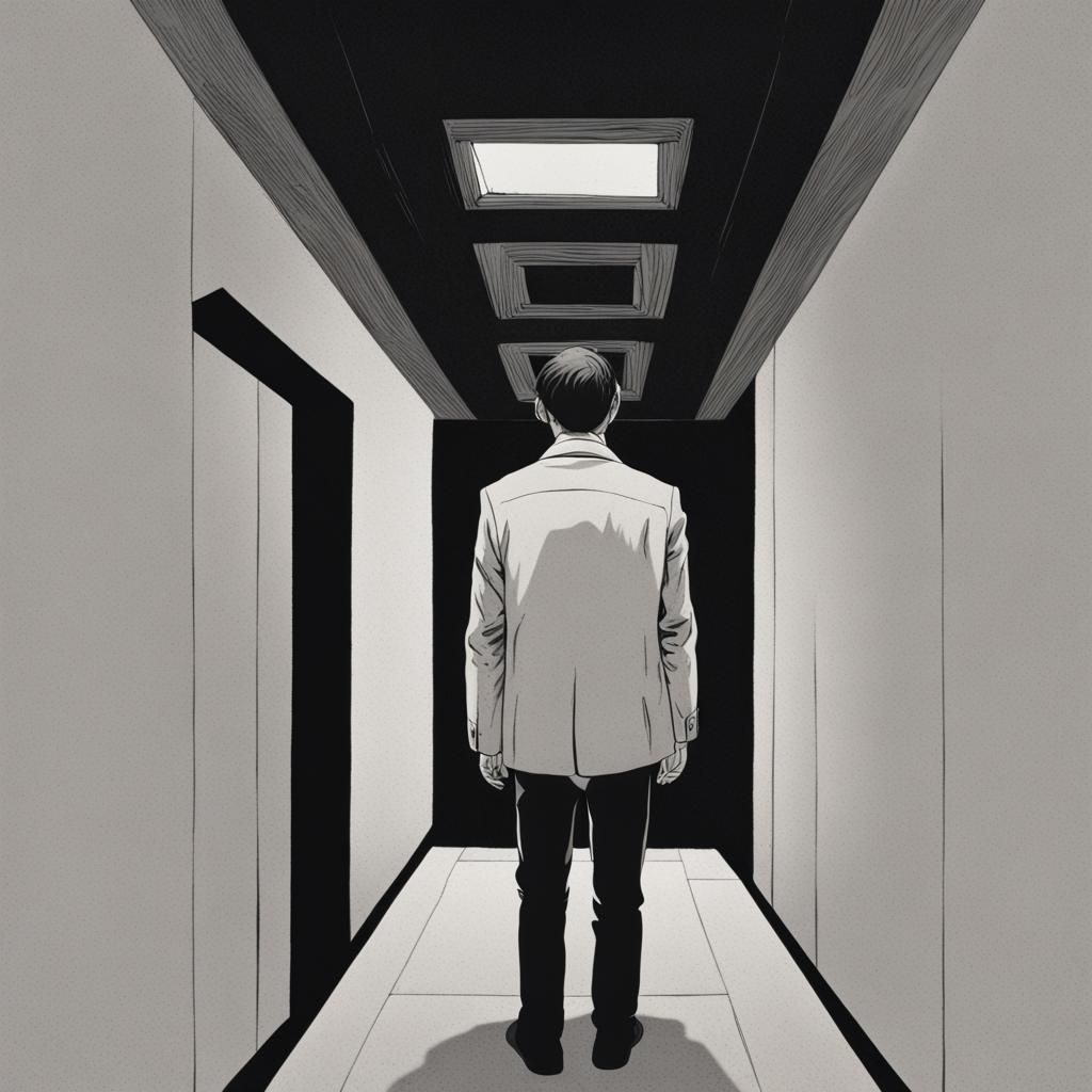 Man Gazing into the Void: A Solitary Portrait