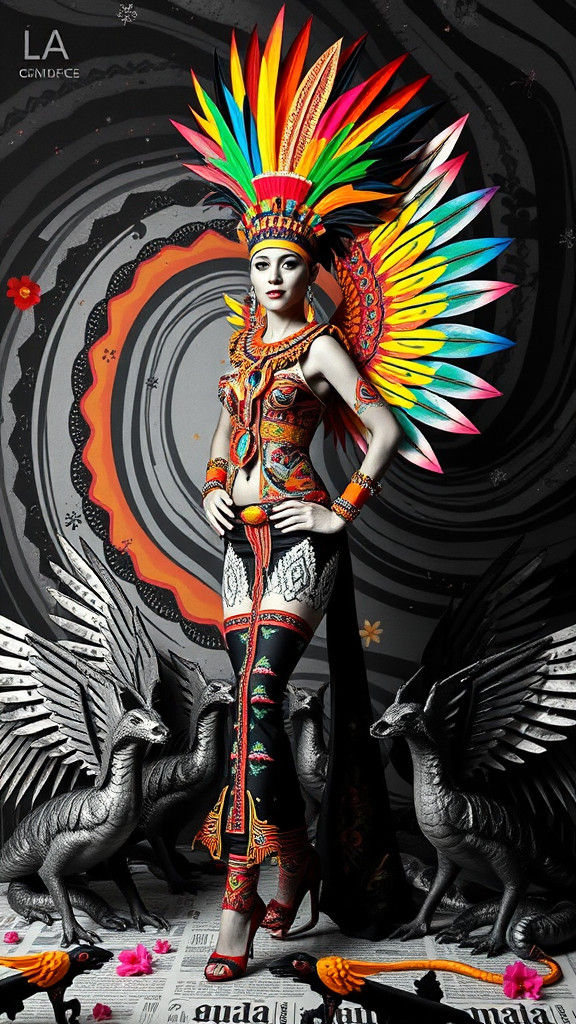 Quetzalcoatl Figure in Dada-Inspired Photogram Style