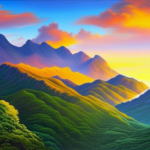 Sunrise over the mountains in Jamaica