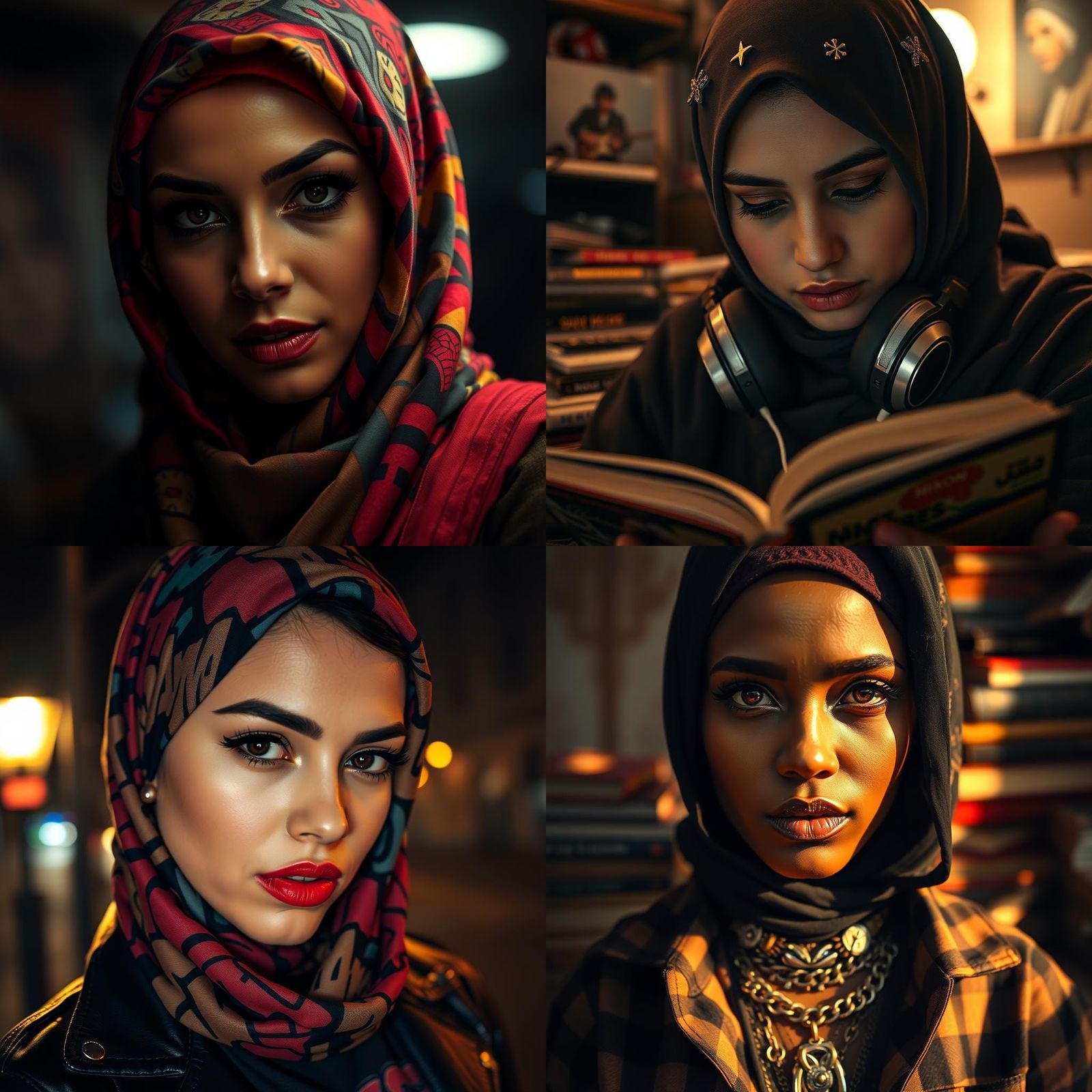 Edgy Muslim Woman Portrait in Punk Style