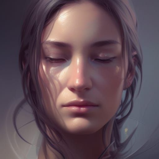 Calm Woman Portrait in Digital Art Style