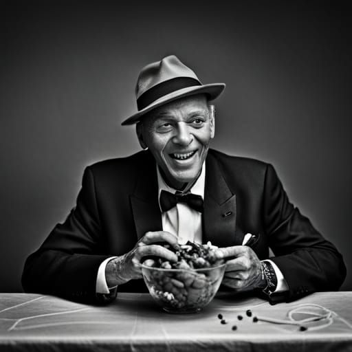 Frank Sinatra Laughing: A Photorealistic Portrait