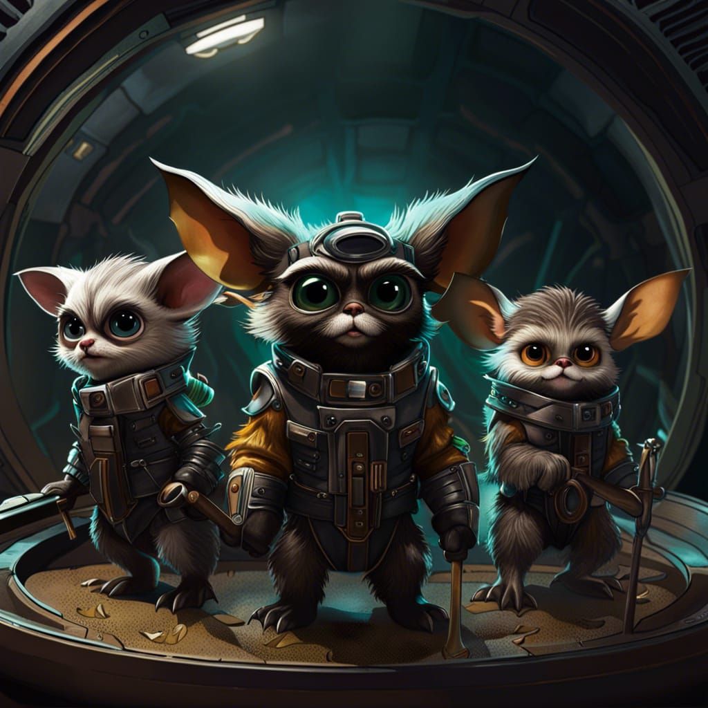 Gizmo and Gremlins at a Space Port