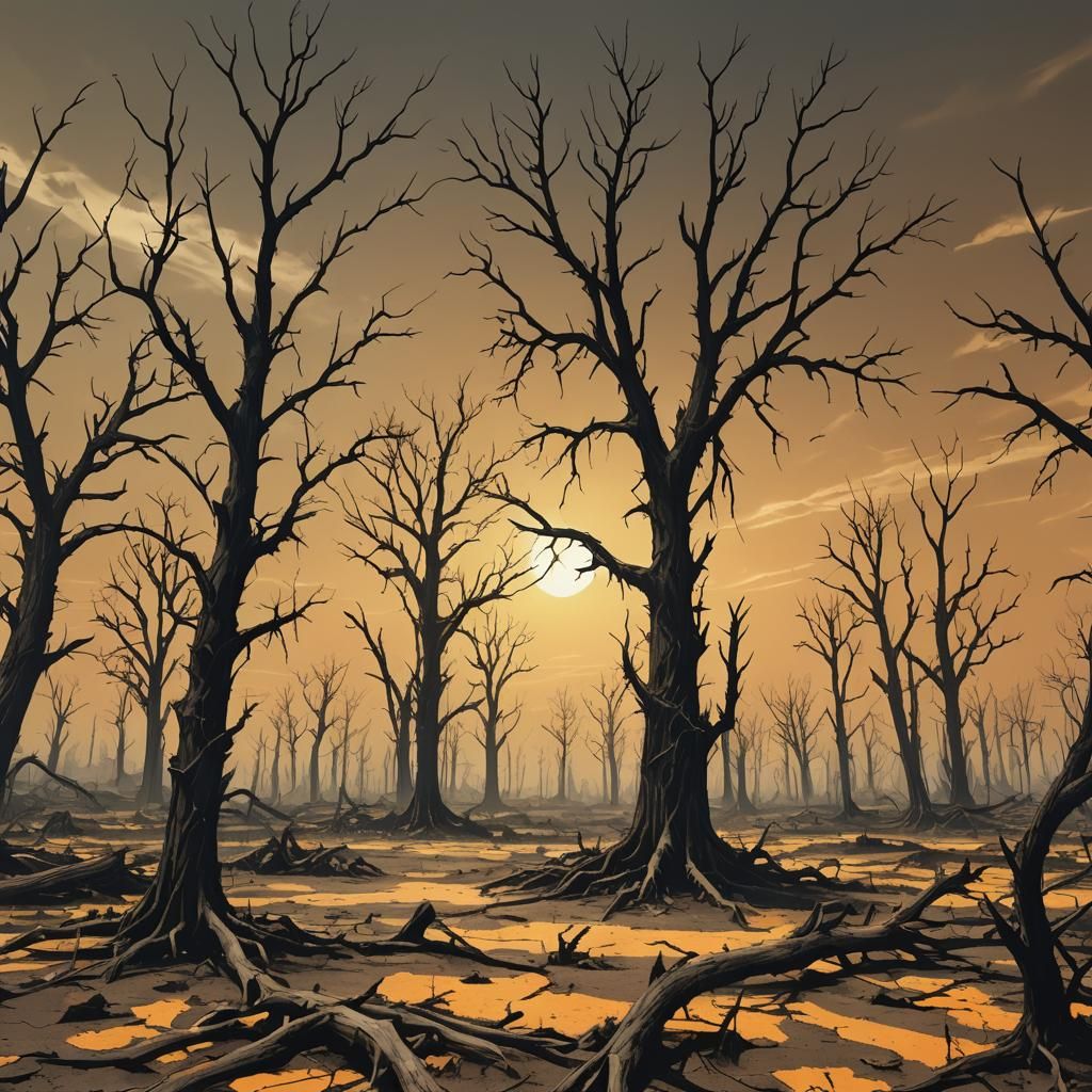 Post-Apocalyptic Wasteland: Barren Landscape with Radiation