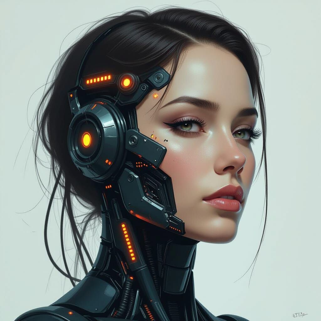 Mystical Cyborg Woman with Diode Lights