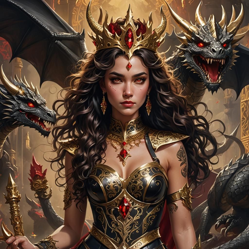 Dragon Queen with Golden Crown: Fantasy Art