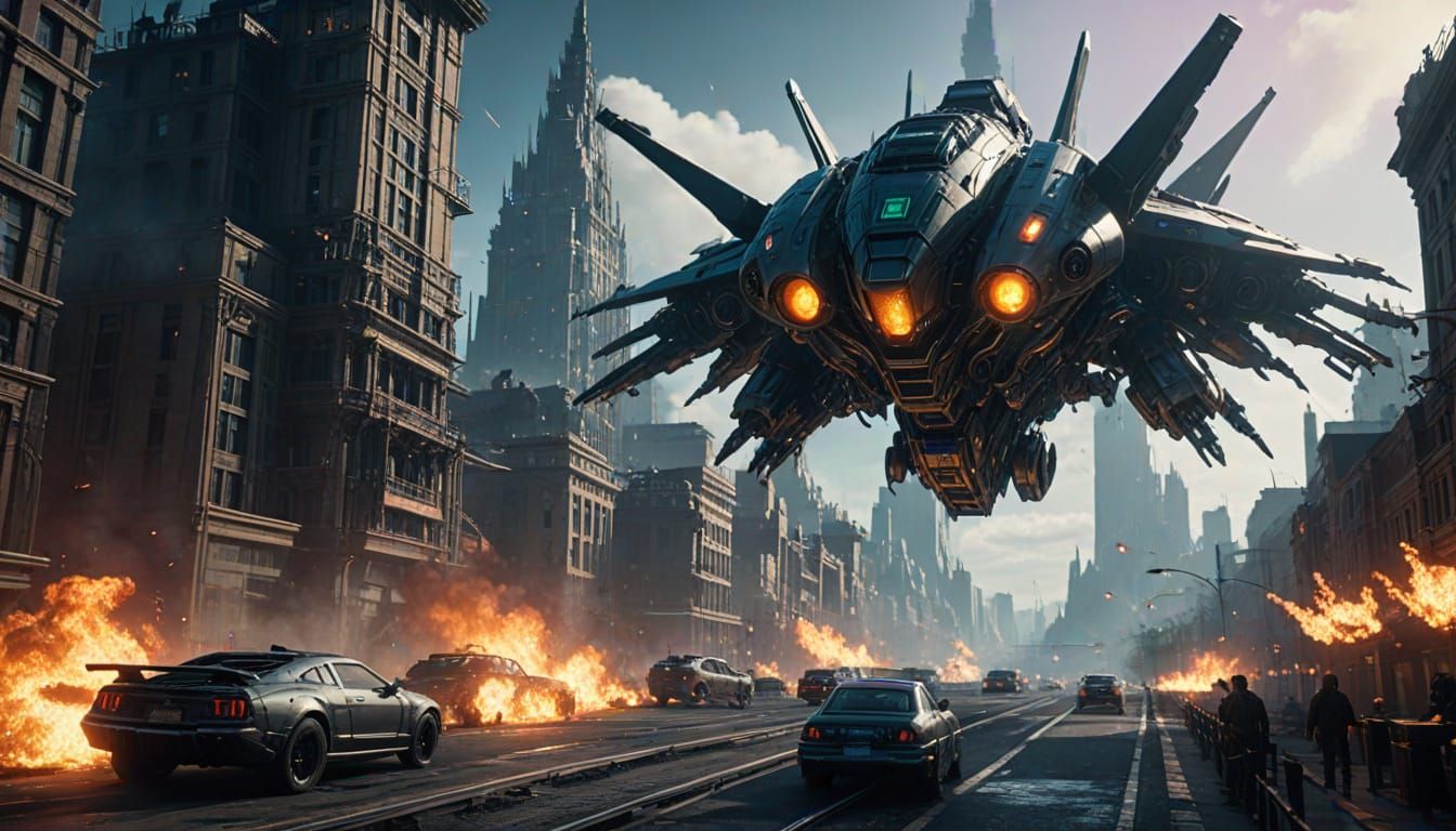 Hyper-Realistic Space Command in a Futuristic Cityscape