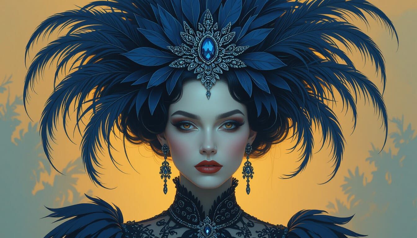 Surreal Haute Couture Portrait With Extravagant Feathers