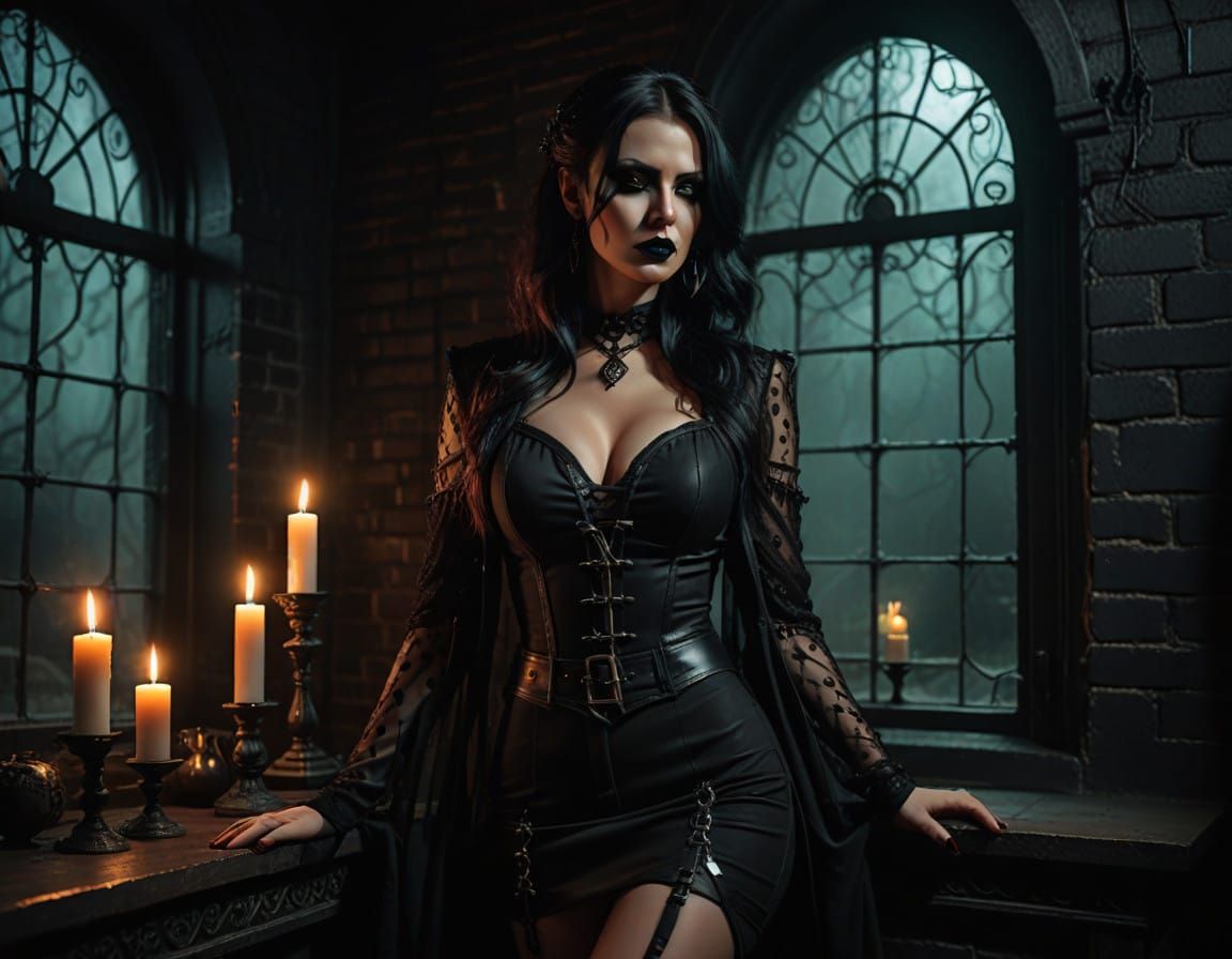 Gothic Goddess in Blood Moonlight