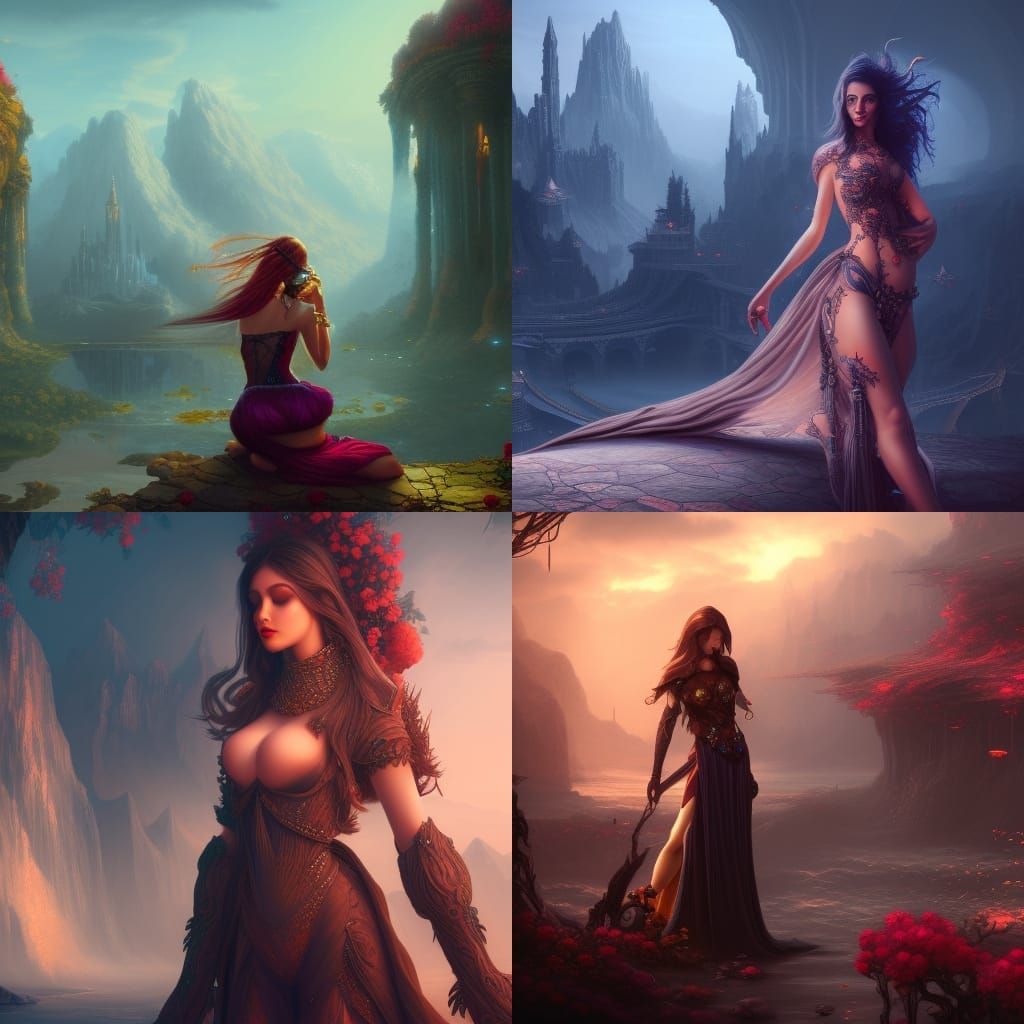 Beautiful Woman in Love: Detailed Matte Painting
