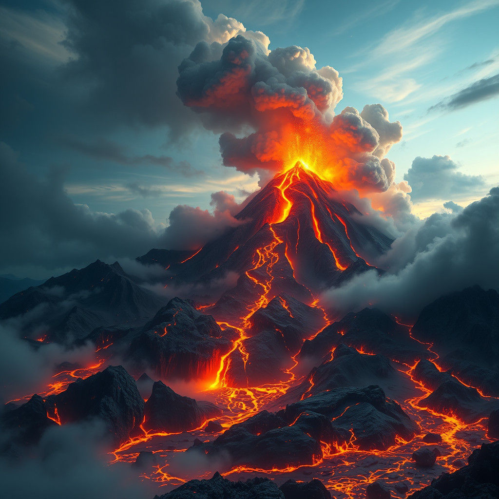 Volcano Eruption in Fantasy Concept Art Style