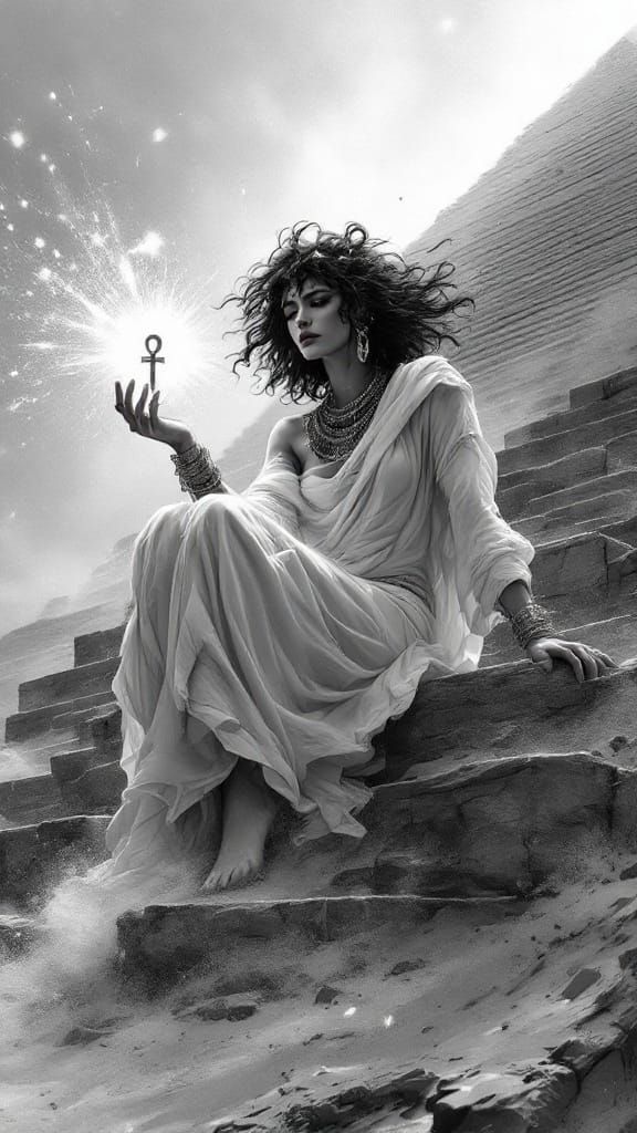 on the steps of the pyramid