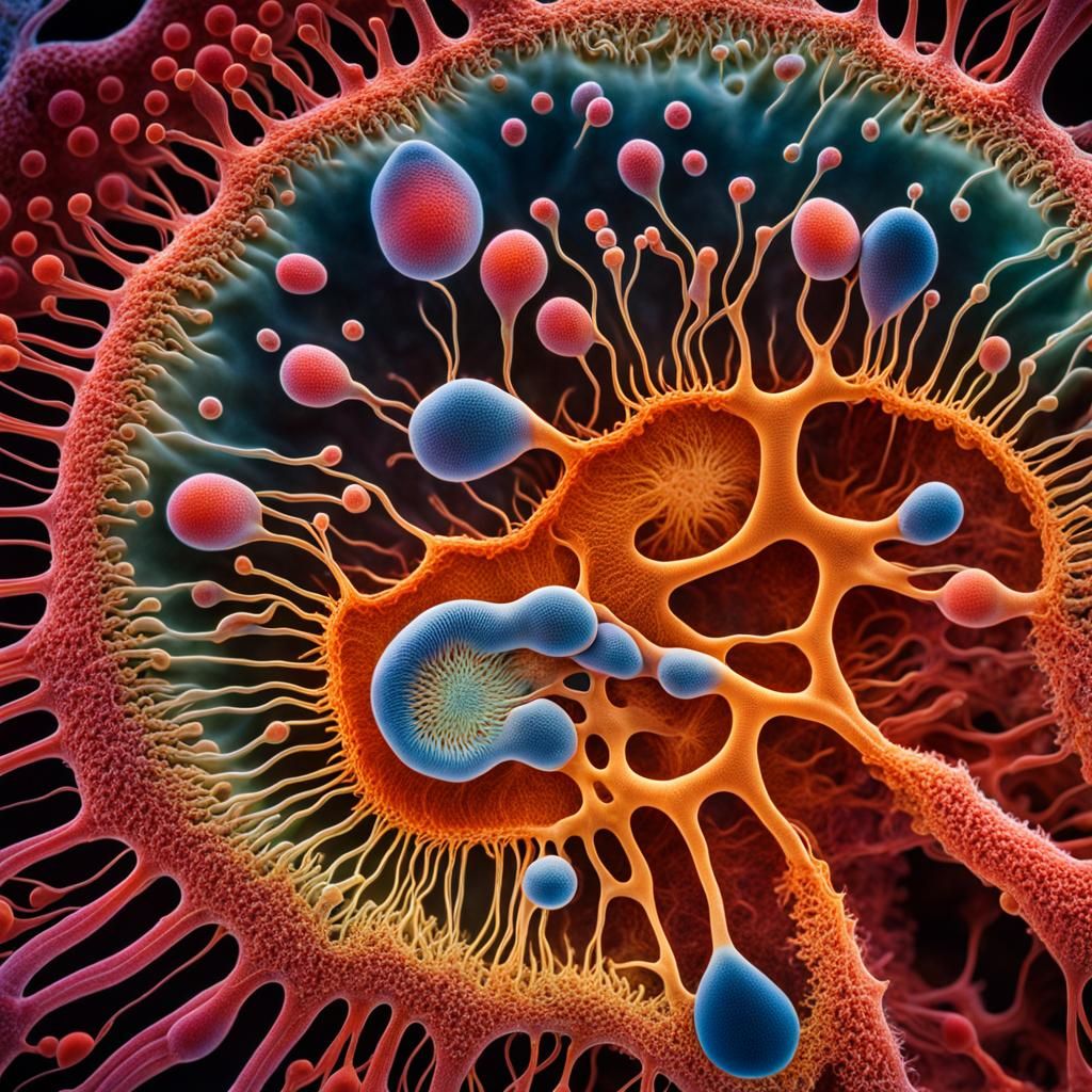 Detailed Microscopic Photo of Colorful Amoeba