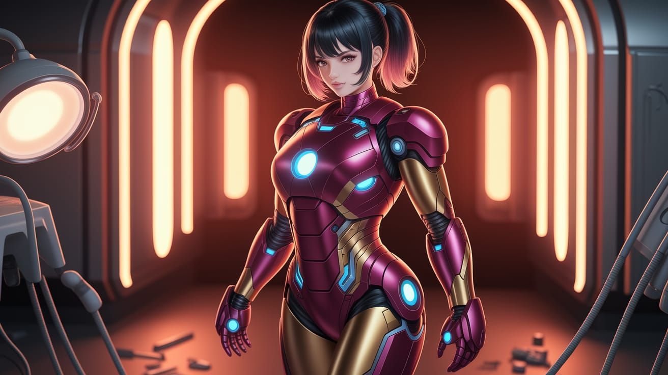 Elegant Anime Dentist with Iron Man Flair