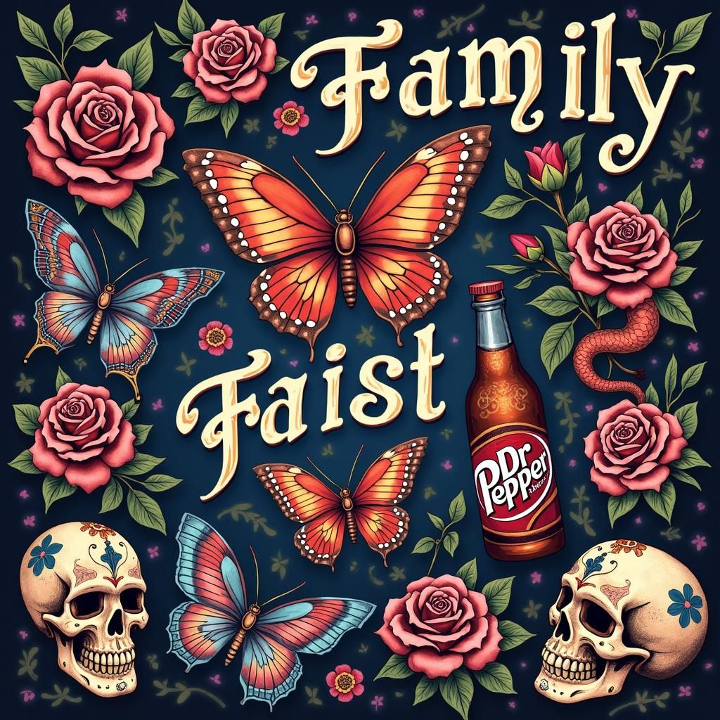 Tattoo Art Collage: Love, Family, Faith