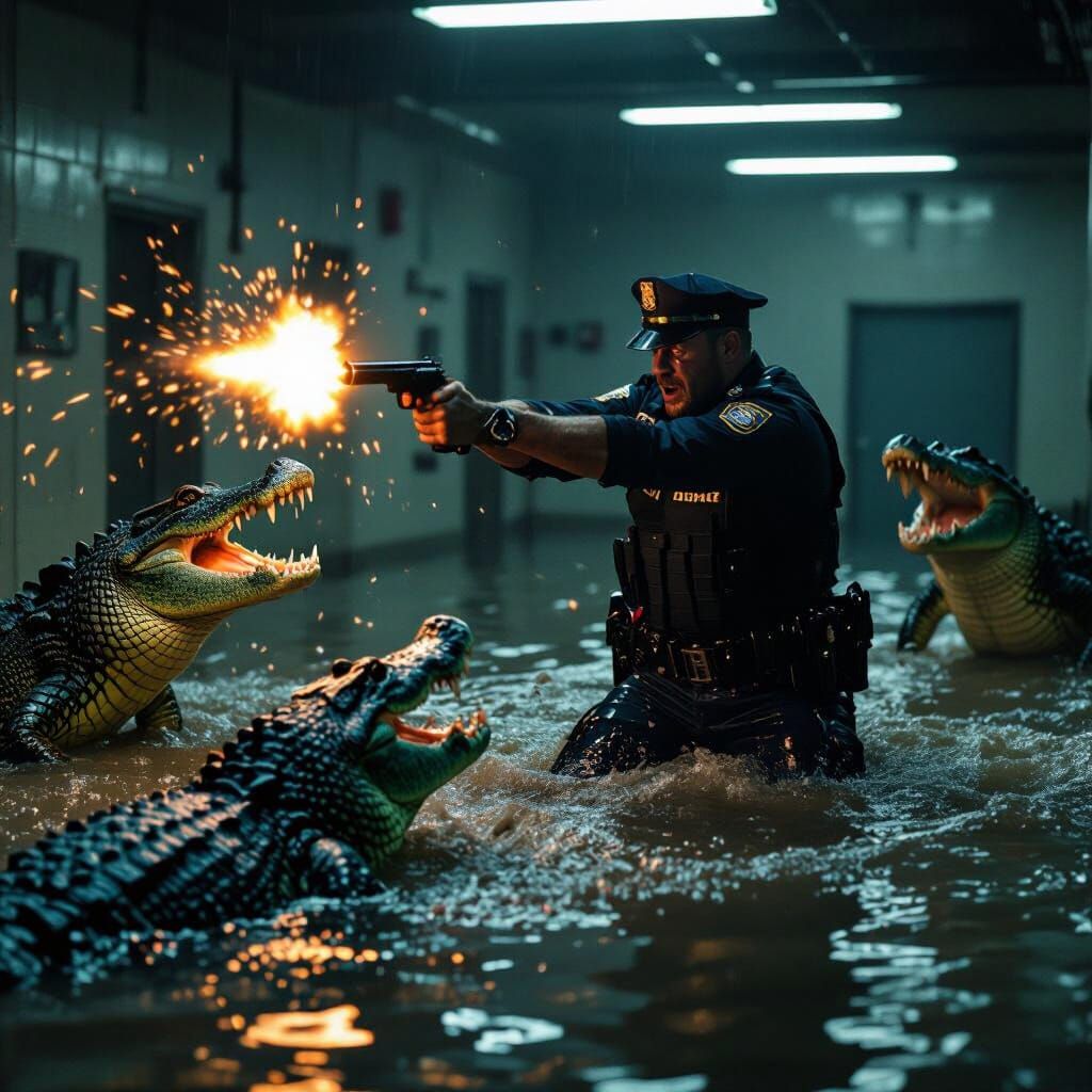 Alligators Attack Guard in Gritty Police Station