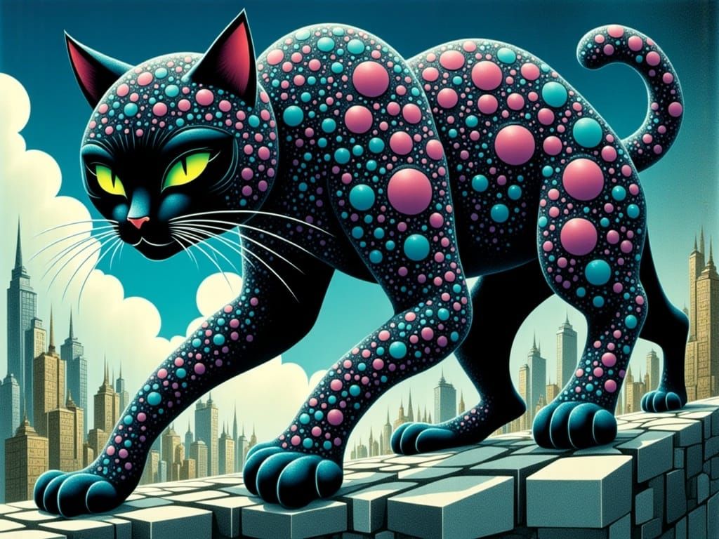 Dynamic Feline Superhero Leaps into Action